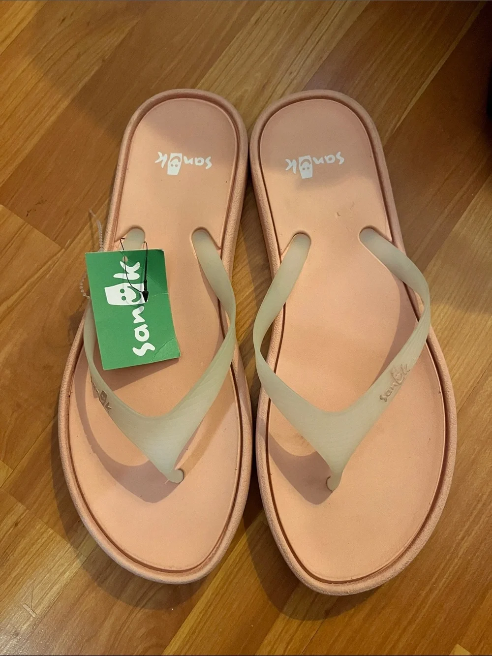 Sanuk Women's Peach Flip Flop Sandals with Cream Straps
